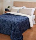 Coberdrom Casal Dupla Face Sossego Azul Casa Com Casa