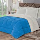 Coberdrom Casal King Veneza 1 Peça Manta Sherpa Fleece Azul royal