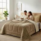 Coberdrom Cobertor Edredon QUEEN CAQUI Dupla Face Flannel Sherpa 2,40x2,20m