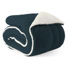 Coberdrom Cobertor Queen 1 Peça Maya Manta Soft E Sherpa De Carneiro 100% Poliéster - Azul