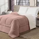 Coberdrom Cobertor Queen 1 Peça Maya Manta Soft E Sherpa De Carneiro 100% Poliéster - Rosê