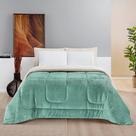 Coberdrom Diamond Casal Queen Sherpa Com Manta Flannel 01 Peça Verde Alecrim 100% Poliéster
