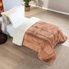 Coberdrom Diamond Solteiro Sherpa Com Manta Flannel 01 Peça Caramelo Apricot 100% Poliéster