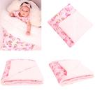 Coberdrom Edredom com Sherpa para Bebê Floral Rosa 01 Peça