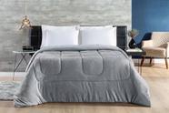 Coberdrom em Malha e Manta Soft Queen Dupla Face Cinza