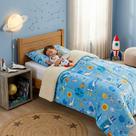 Coberdrom Infantil Solteiro Astronauta Bouti Kids Dupla Face Flannel Sherpa 2,40x1,50m