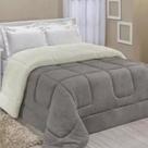 Coberdrom Queen Size Pele De Carneiro Sherpa Dupla Face Aspen Cinza - Tuca Casa