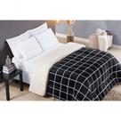 Coberdrom Sherpa E Flannel Austin Solteiro Manta 100g 01 Peça - Preto.