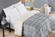 Coberdrom Sherpa e Flannel Austin Solteiro Manta 150g 01 Peça - Cinza