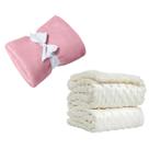 Coberta Manta Comfy Antialergico Rosa e Pipoquinha Branco