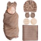 Cobertor AQOKKA Newborn Swaddle Set 80x80 cm Wheat Design