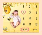 Cobertor Baby Milestone PHMOJEN Bee Honeycomb 47x40cm com Acc