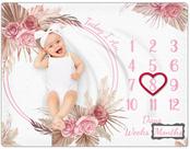 Cobertor Baby Milestone Warmther Floral Boho 102x127cm