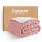 Cobertor Bedsure Sherpa Fleece Twin Size 150x200cm rosa