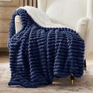 Cobertor Bedsure Sherpa Twin Size 150x200cm azul marinho