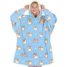 Cobertor com capuz Warmstorey Blue Corgi, presente para esposa e mãe Cobertor com capuz Warmstorey Blue Corgi, presente para esposa e mãe
