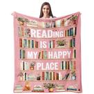 Cobertor CUJUYO 150x125cm de flanela macia, presente para amantes de livros