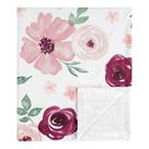 Cobertor de bebê Sweet Jojo Designs em aquarela bordô e rosa