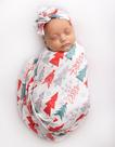 Cobertor de bebê Vollmic Swaddle Set 80x80cm vermelho de Natal