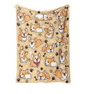 Cobertor de flanela com padrão digital macio Corgi Dog Polyester 300