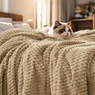 Cobertor de lã PHF de flanela ultra macia King Size 340GSM
