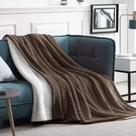 Cobertor de lã Sherpa Walensee Queen Size 230x230cm marrom