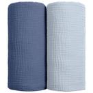 Cobertor de musselina Lulumoon Baby Cotton, pacote com 2 unidades, azul marinho Cobertor de musselina Lulumoon Baby Cotton, pacote com 2 unidades, azul marinho