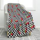 Cobertor de pelúcia quadriculado Jekeno Cherry 127x152 cm