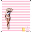 Cobertor de praia BEW Pink Stripe impermeável à prova de areia 198x218cm