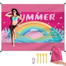 Cobertor de praia DPWCVM 211x270cm Impermeável Rosa à Prova de Areia