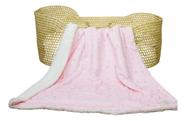 Cobertor De Sherpa Antialérgico 1,2m X 95cm Com Estampa De Flores Para Bebê Menina Na Cor Rosa Manta