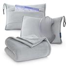 Cobertor de viagem Bedsure Airplane com bolsa de armazenamento cinza