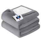 Cobertor elétrico Sealy Flannel & Sherpa em tamanho real cinza claro