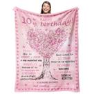 Cobertor Gevuto, aniversário de menina de 10 anos, 150x125cm, flanela