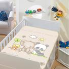 Cobertor Infantil Bebê Le Petit Hipoalergênico Microfibra Baby Colibri Jolitex Nome Do Desenho:Panda e Amiguinhos Bege