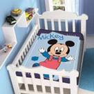 Cobertor Jolitex De Berço Mickey Azul Passinho