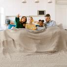 Cobertor King Size Bedsure Waffle de Algodão - Bege Taupe