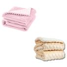 Cobertor Kit 2pçs Bebê Wave Berço Rosa e Pipoquinha Marfim