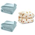 Cobertor Kit 3pçs Bebê Wave Berço Azul e Edredom Leão