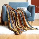 Cobertor KLEVERISE Bohemian Boho Knitted Tassel Coffee