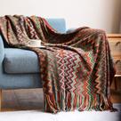 Cobertor KLEVERISE Bohemian Boho Knitted Tassel Red 50x80 in