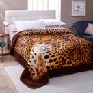 Cobertor kyor plus leopardo- casal - marrom - jolitex