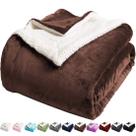 Cobertor LBRO2M Sherpa Fleece Twin Size, marrom supermacio