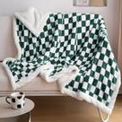 Cobertor LOMAO Sherpa Fleece com padrão xadrez verde