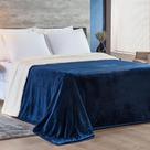 Cobertor Magnific Casal King Sherpa Com Manta Microfibra Toque Lã Carneiro 01 Peça - Azul Marinho