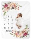 Cobertor Milestone BUTTZO para bebês e meninas, lã de 100x130cm