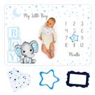 Cobertor Monthly Milestone Amity Baby Boy com babador e 2 molduras