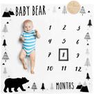 Cobertor Monthly Milestone Pondering Pine Baby Bear Boy