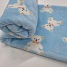Cobertor Para Bebe Manta Microfibra Menino Urso Azul Premium 100x80 cm