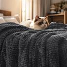 Cobertor PHF de flanela ultramacio King Size 340GSM cinza escuro